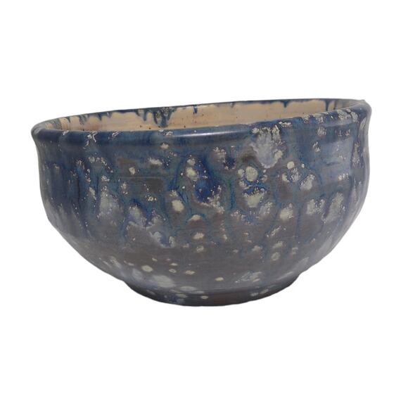 Blue Speckled Drip Glazed Studio Art Pottery Bowl - Picture 3 of 7